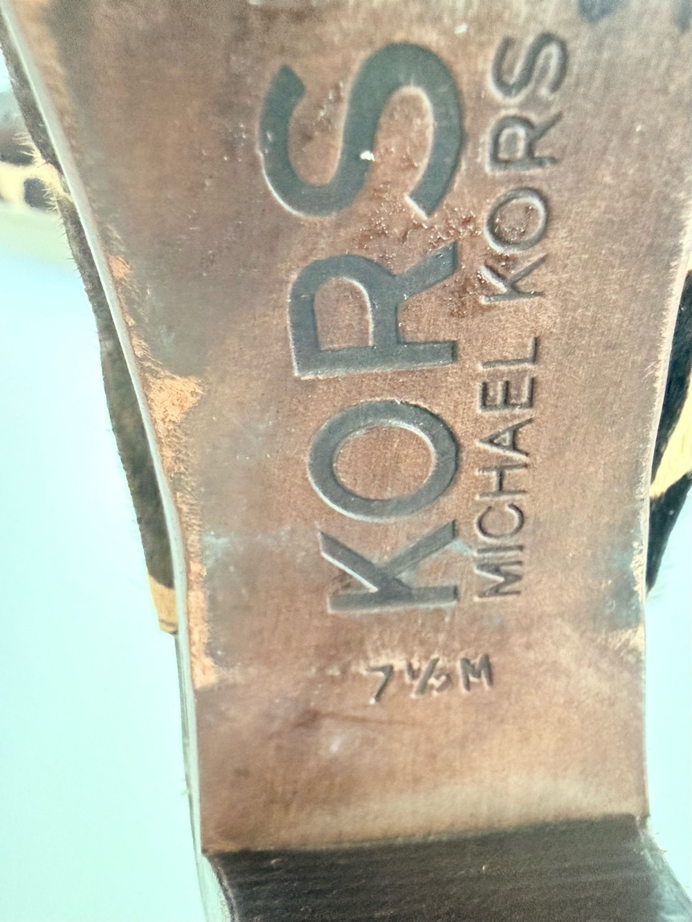 Michael Kors Giraffe Print Calf Hair Slingback Heels Leather Stacked Heel - Picture 8 of 10